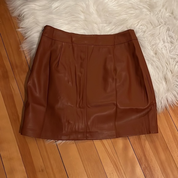 Lulus Most Fab Brown Vegan Leather Button-Front Mini Skirt - Picture 8 of 8